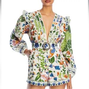 FARM Rio Summer Garden Printed Belted Romper - NWOT